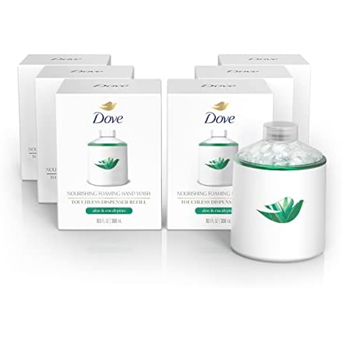Dove NOURISHING FOAMING HAND WASH TOUCHLESS DISPENSER REFILL ALOE AND EUCALYPTUS MOISTURIZING HAND WASH FOR LASTING NOURISHMENT 10.1 OZ 6-PACK - Image 1